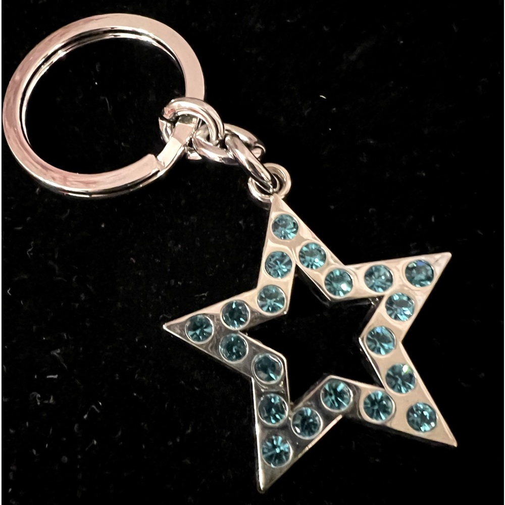 COACH  Blue Gemstones Silver Keychain NWOT